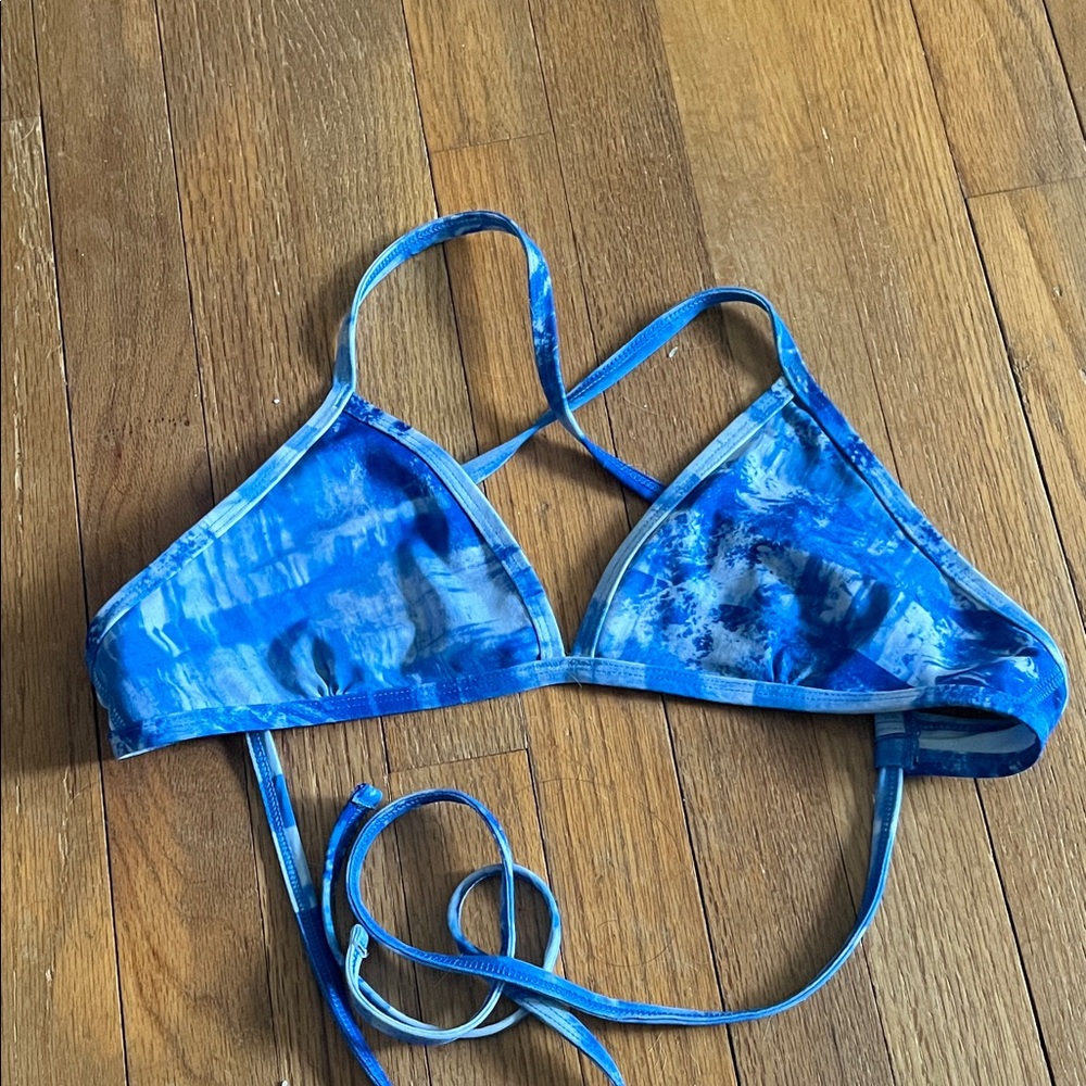 Jolyn Blue Tie-Dye Triangle Bikini Top